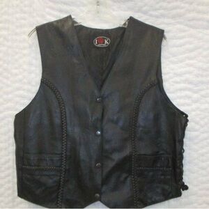 IK Leather Black Vest Braided